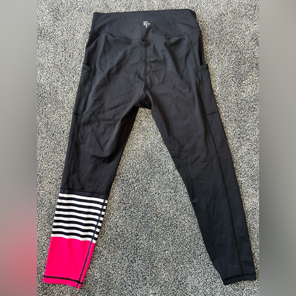 Black and Pink Striped Women's Leggings